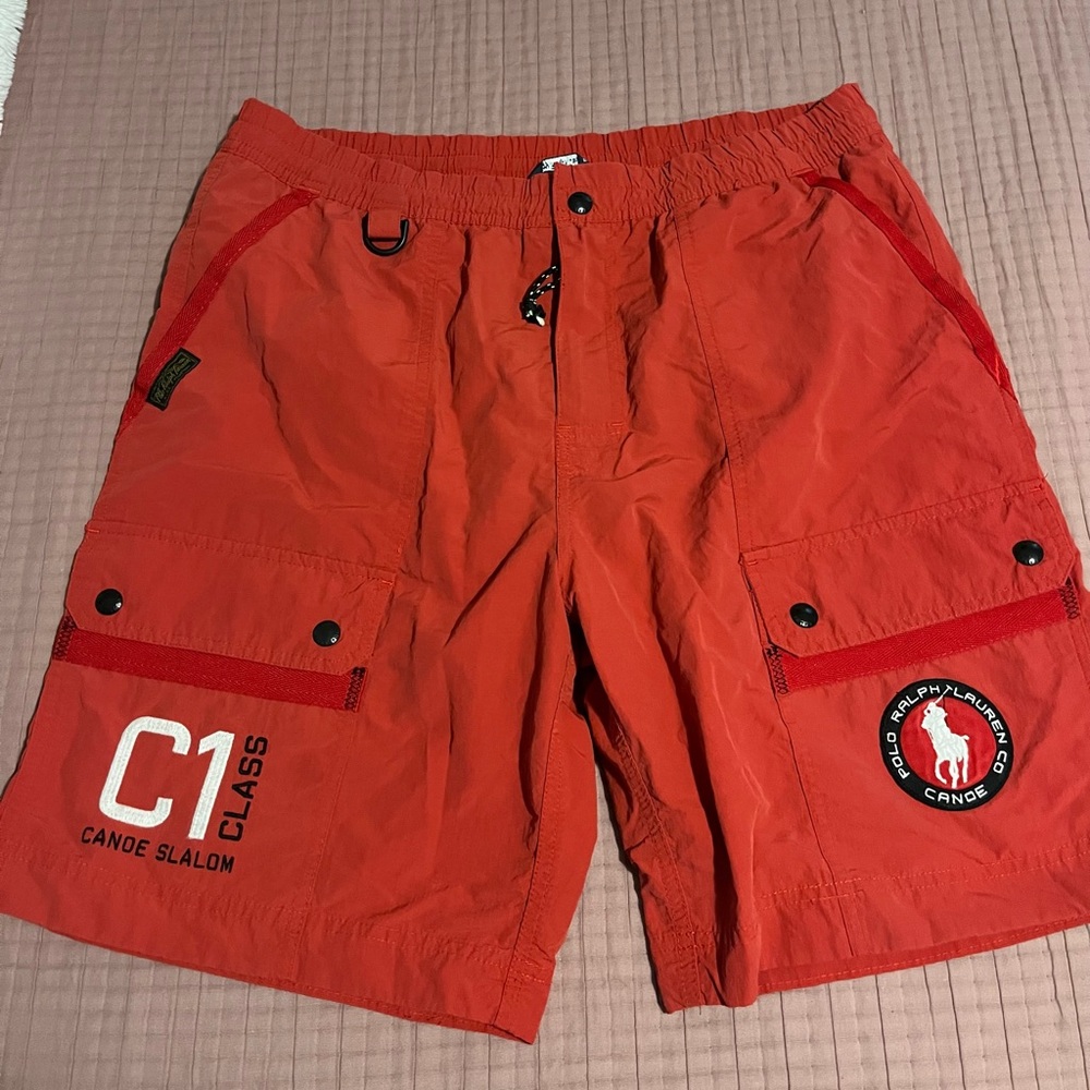 Polo by Ralph Lauren Red Swim Trunks with Drawstring Waist